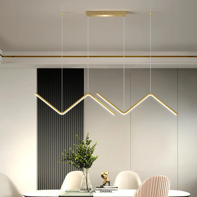 Aluminium Dining Pendant Lamp | Geometric Linear Design with Adjustable Suspension | Energy-Efficient LED Lighting 1