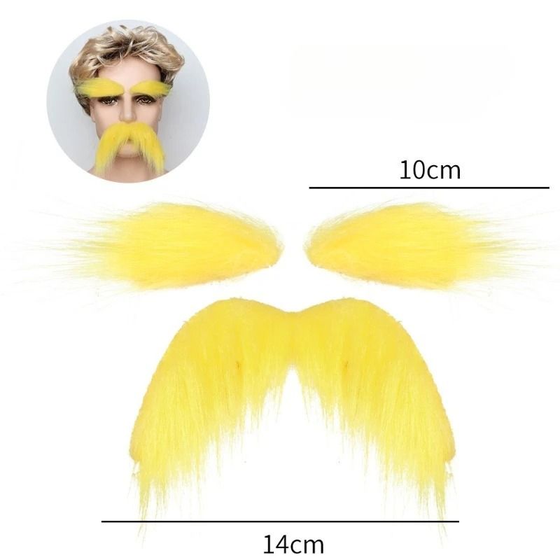 Self-Adhesive Fake Mustache and Eyebrow Set for Cosplay | Peel-and-Stick, No Glue | Soft Synthetic Fibre, Comfortable