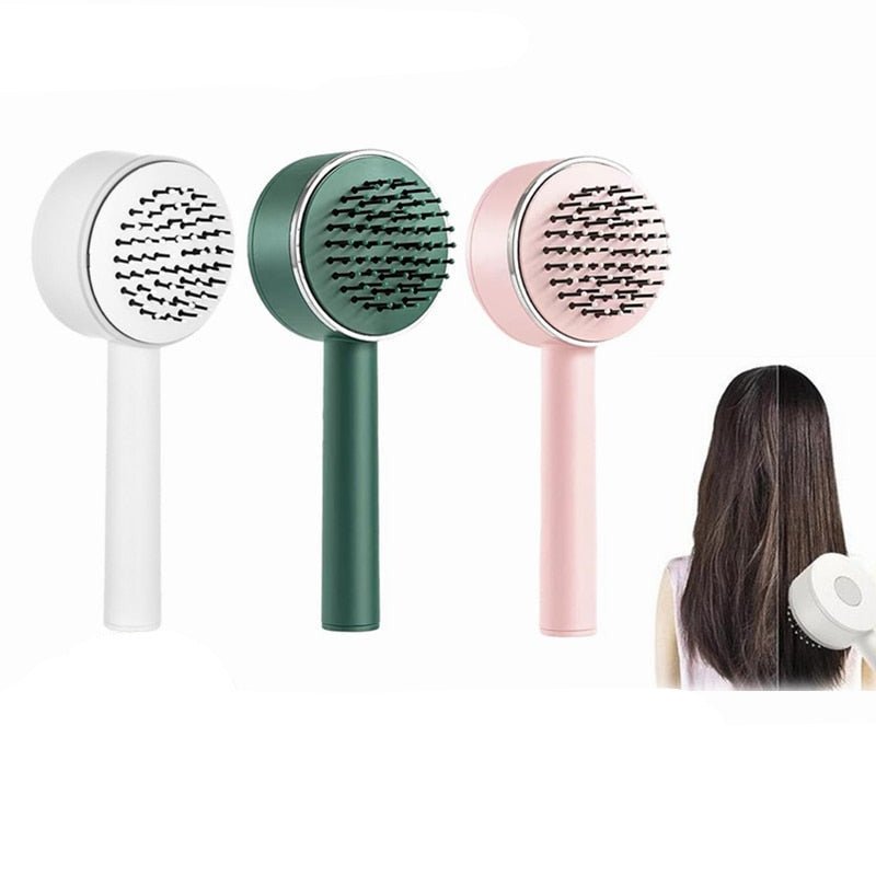 Self-Cleaning Massage Hairbrush | Cushioned Retracting Head