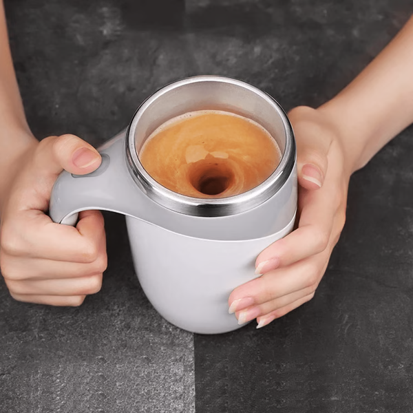 Self-Stirring Magnetic Coffee Mug | Cordless Rechargeable, Up to 60 Uses Per Charge | Mixes Coffee, Milk or Juice Instantly