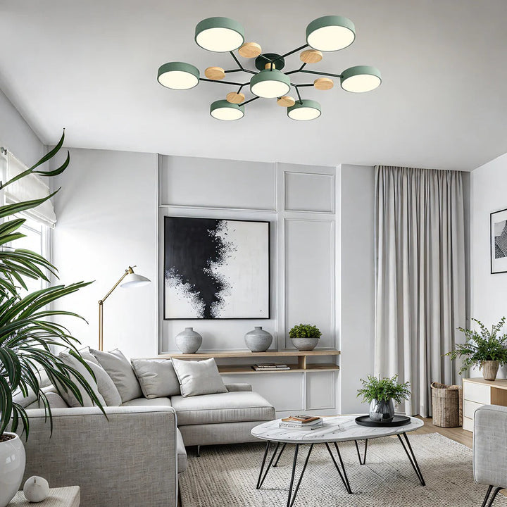 Semi-Flush Chandelier Ceiling Light, Iron &amp; Acrylic, Ø 85–94 cm | 4 Colours, 4-7 Lights | Warm/White/Colour-Change LED