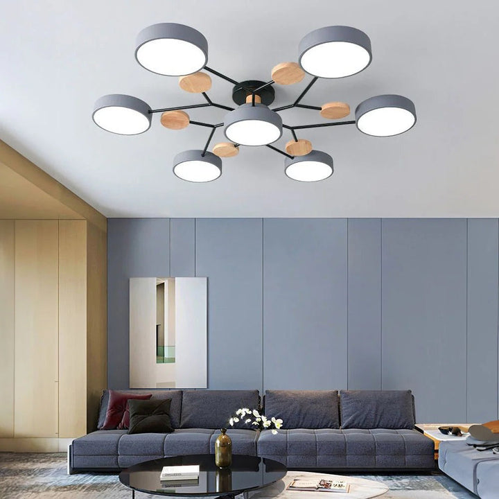 Semi-Flush Chandelier Ceiling Light, Iron &amp; Acrylic, Ø 85–94 cm | 4 Colours, 4-7 Lights | Warm/White/Colour-Change LED