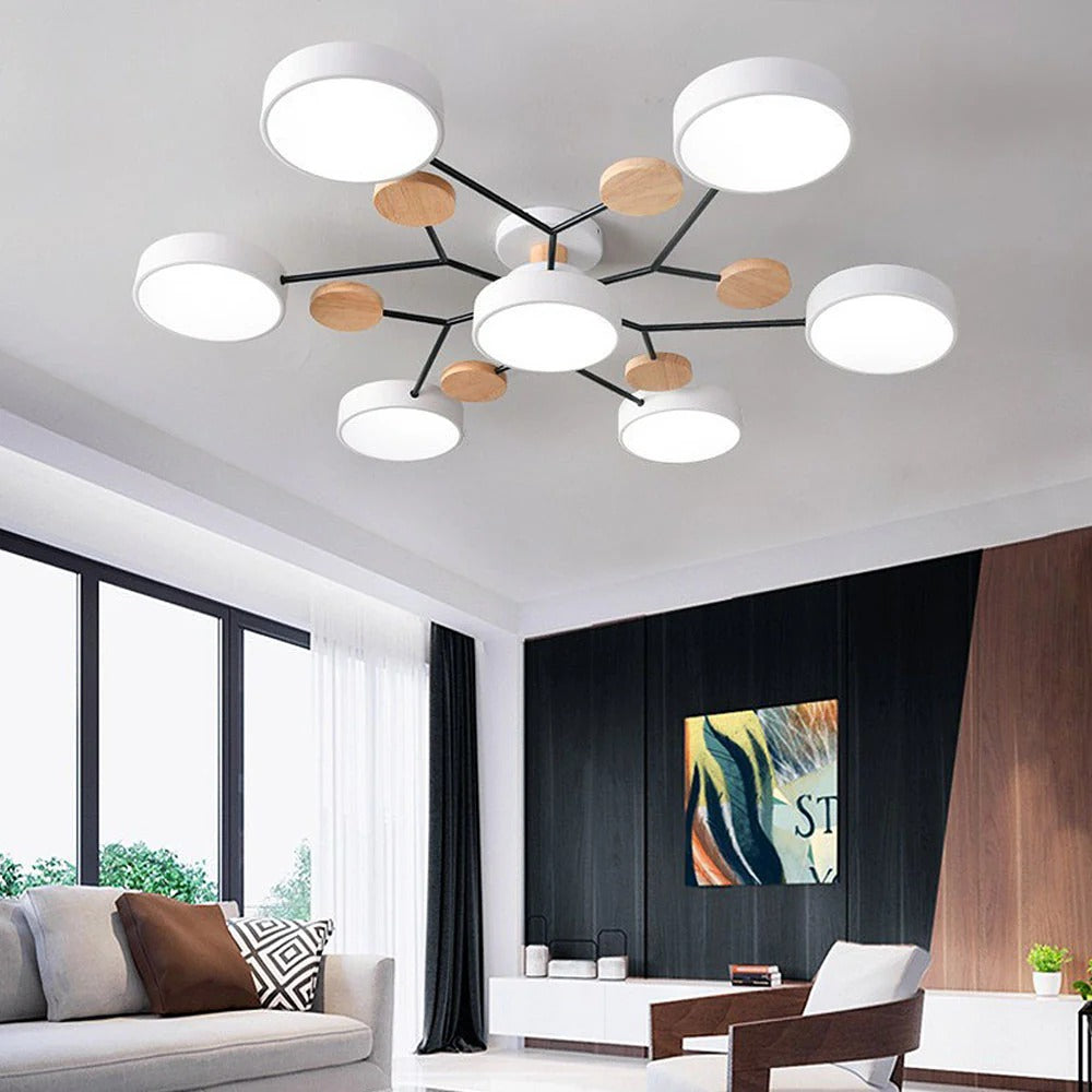 Semi-Flush Chandelier Ceiling Light, Iron &amp; Acrylic, Ø 85–94 cm | 4 Colours, 4-7 Lights | Warm/White/Colour-Change LED