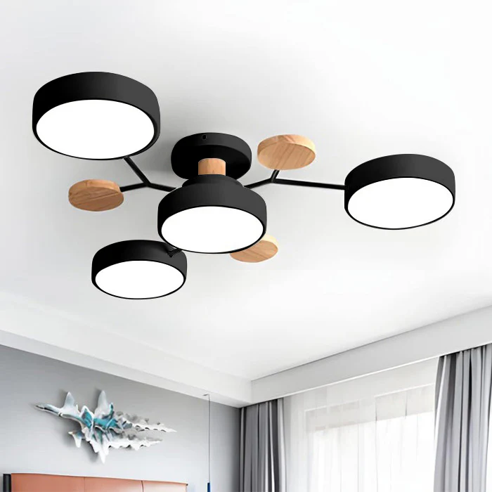 Semi-Flush Chandelier Ceiling Light, Iron &amp; Acrylic, Ø 85–94 cm | 4 Colours, 4-7 Lights | Warm/White/Colour-Change LED