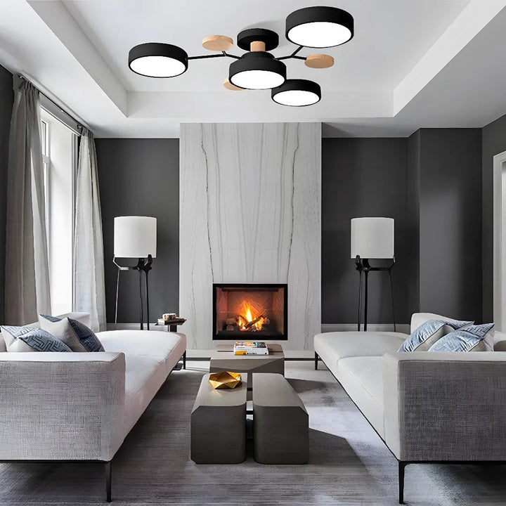 Semi-Flush Chandelier Ceiling Light, Iron &amp; Acrylic, Ø 85–94 cm | 4 Colours, 4-7 Lights | Warm/White/Colour-Change LED