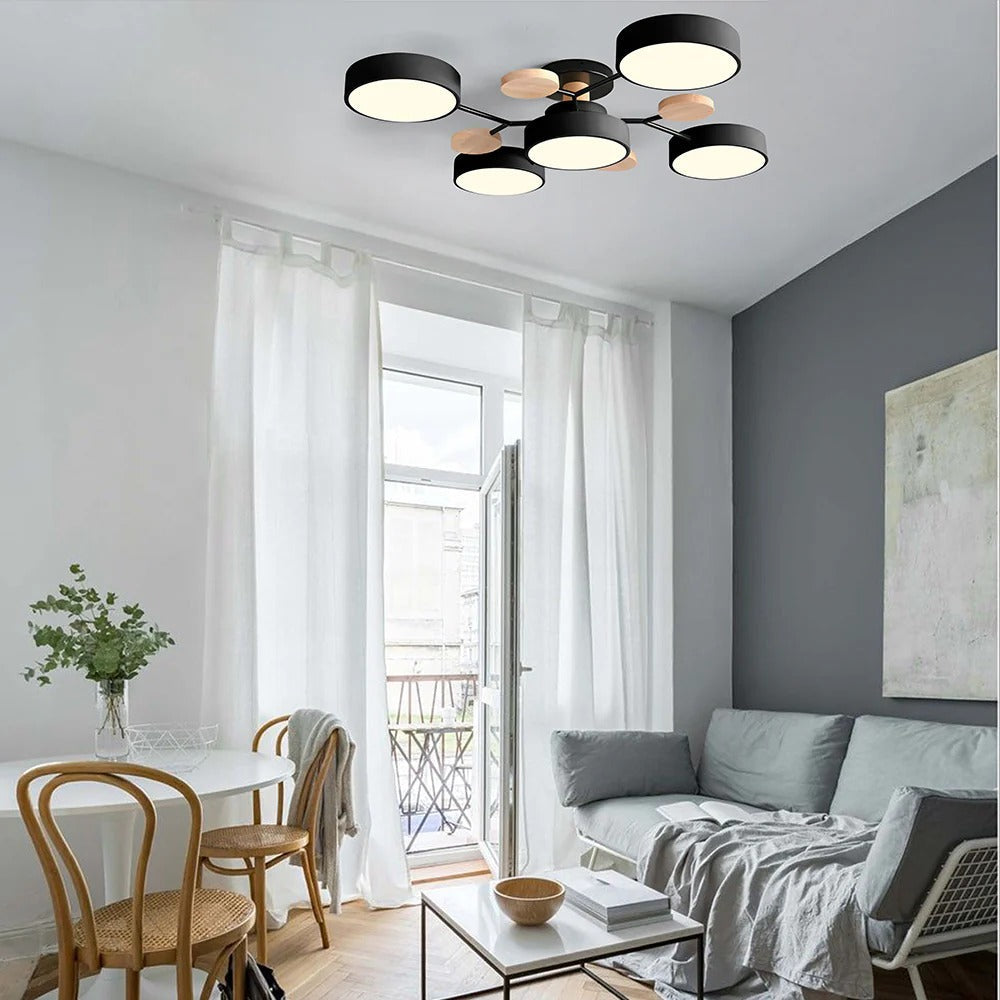 Semi-Flush Chandelier Ceiling Light, Iron &amp; Acrylic, Ø 85–94 cm | 4 Colours, 4-7 Lights | Warm/White/Colour-Change LED