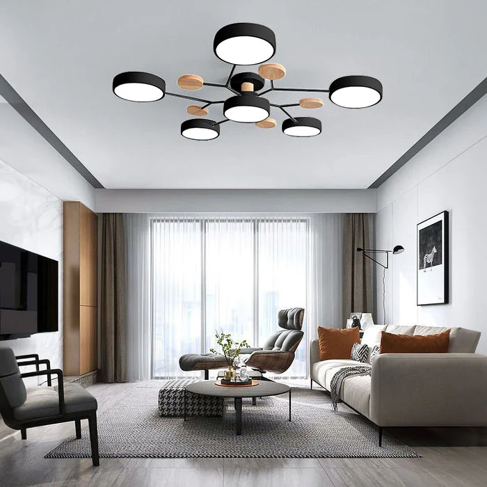 Semi-Flush Chandelier Ceiling Light, Iron &amp; Acrylic, Ø 85–94 cm | 4 Colours, 4-7 Lights | Warm/White/Colour-Change LED