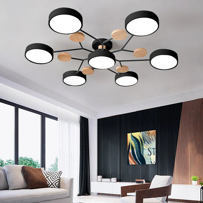 Semi-Flush Chandelier Ceiling Light, Iron &amp; Acrylic, Ø 85–94 cm | 4 Colours, 4-7 Lights | Warm/White/Colour-Change LED