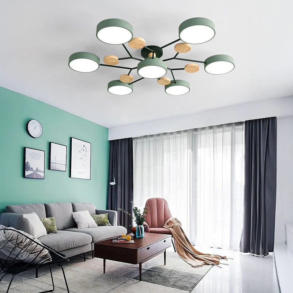Semi-Flush Chandelier Ceiling Light, Iron &amp; Acrylic, Ø 85–94 cm | 4 Colours, 4-7 Lights | Warm/White/Colour-Change LED