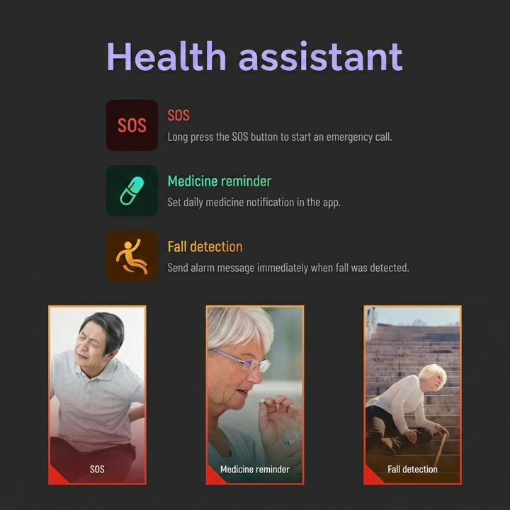 Senior Safety Smartwatch | 4G GPS | Fall Detection | SOS Alert | IP67 | Medication Reminders