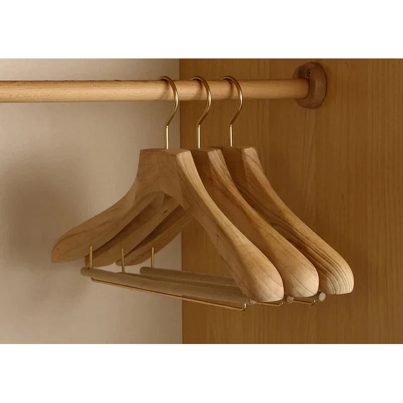 Set of 2 Wide Shoulder Suit Hangers with Trouser Bar