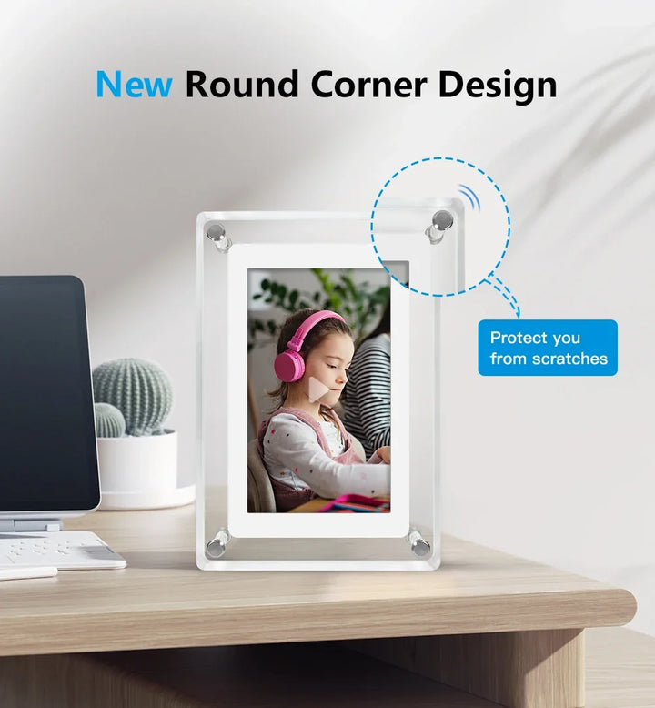 Acrylic Digital Photo Frame | IPS HD Display with 1080P Resolution | Built-in Rechargeable Battery for Portable Use 4