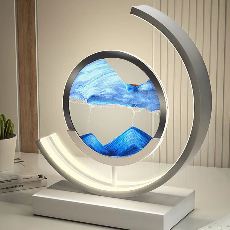LED Sand Art Lamp Dimmable Glass Metal Night Light with Adjustable Brightness 5