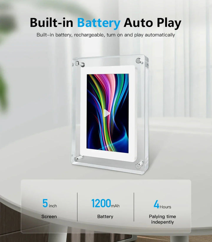 Acrylic Digital Photo Frame | IPS HD Display with 1080P Resolution | Built-in Rechargeable Battery for Portable Use 8
