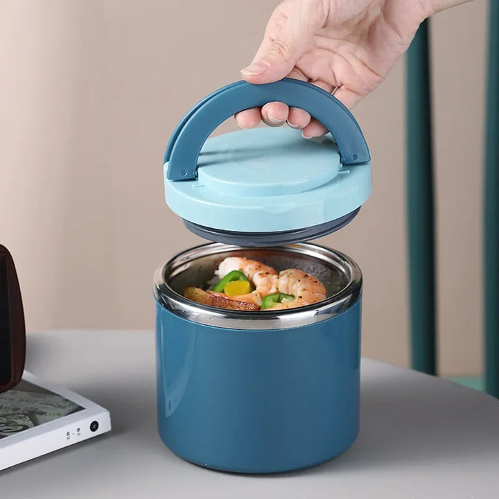 Thermal Lunch Box Stainless Steel 630 ml / 1000 ml | Leak-Proof &amp; Double-Walled Insulation | Blue, Green, Pink with Handle 3