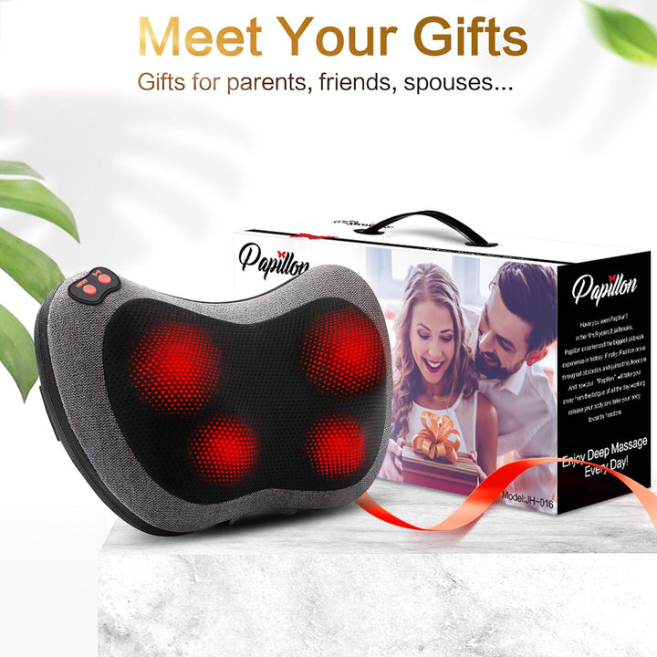 Shiatsu Neck &amp; Back Massager | 3D Kneading | Infrared Heat | 3 Speeds | Auto Shut-Off | AC &amp; Car