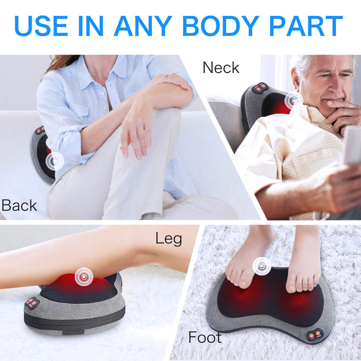 Shiatsu Neck &amp; Back Massager | 3D Kneading | Infrared Heat | 3 Speeds | Auto Shut-Off | AC &amp; Car