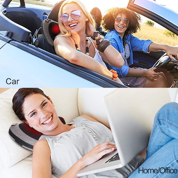 Shiatsu Neck &amp; Back Massager | 3D Kneading | Infrared Heat | 3 Speeds | Auto Shut-Off | AC &amp; Car