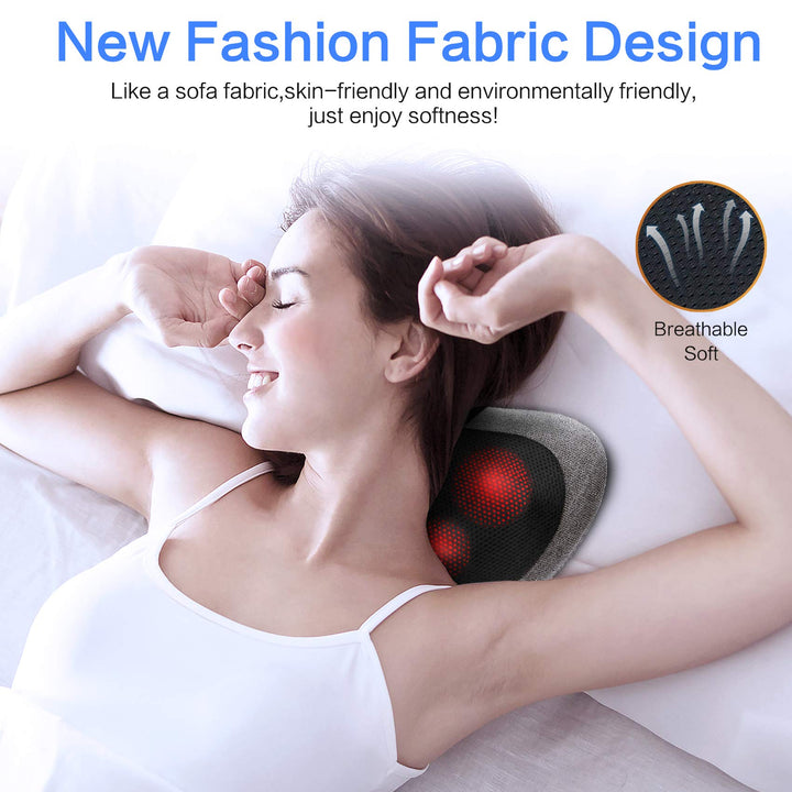 Shiatsu Neck &amp; Back Massager | 3D Kneading | Infrared Heat | 3 Speeds | Auto Shut-Off | AC &amp; Car