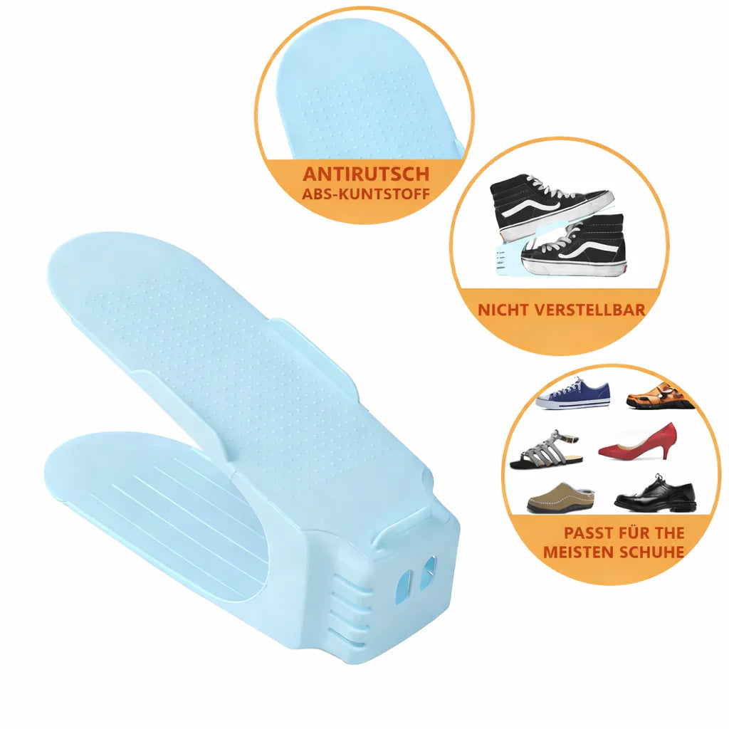 Shoe Rack with Height-Adjustable Holder | Space-Saving Double Layer Shoe Organizer