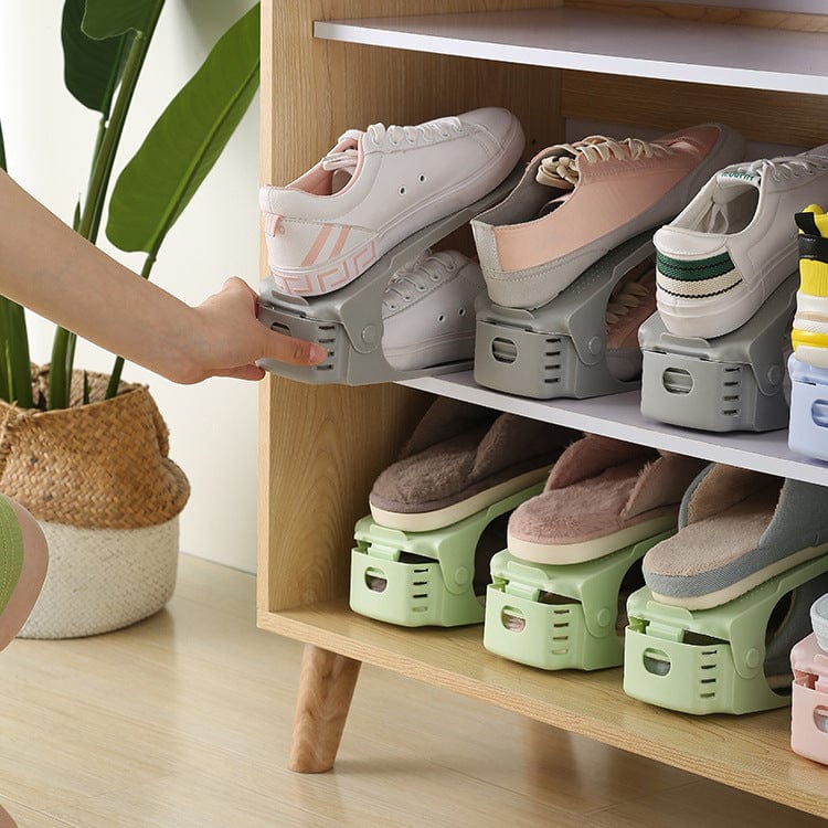 Shoe Rack with Height-Adjustable Holder | Space-Saving Double Layer Shoe Organizer