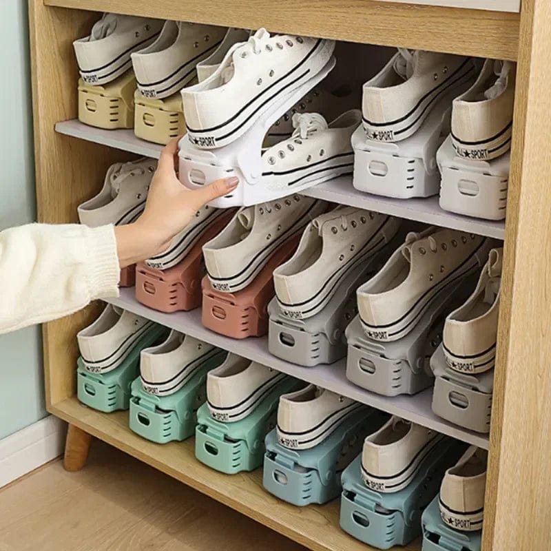 Shoe Rack with Height-Adjustable Holder | Space-Saving Double Layer Shoe Organizer