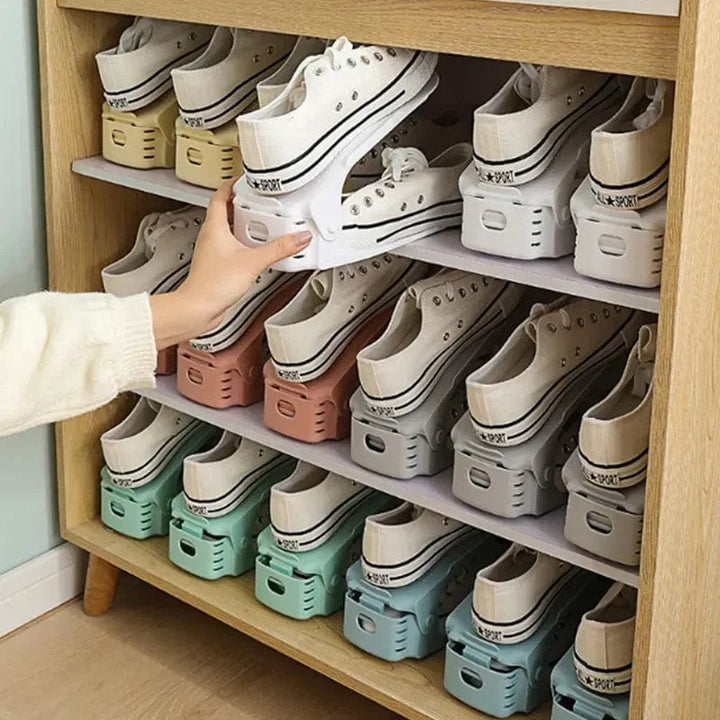 Shoe Rack with Height-Adjustable Holder | Space-Saving Double Layer Shoe Organizer