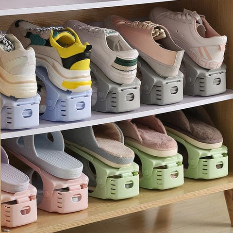 Shoe Rack with Height-Adjustable Holder | Space-Saving Double Layer Shoe Organizer