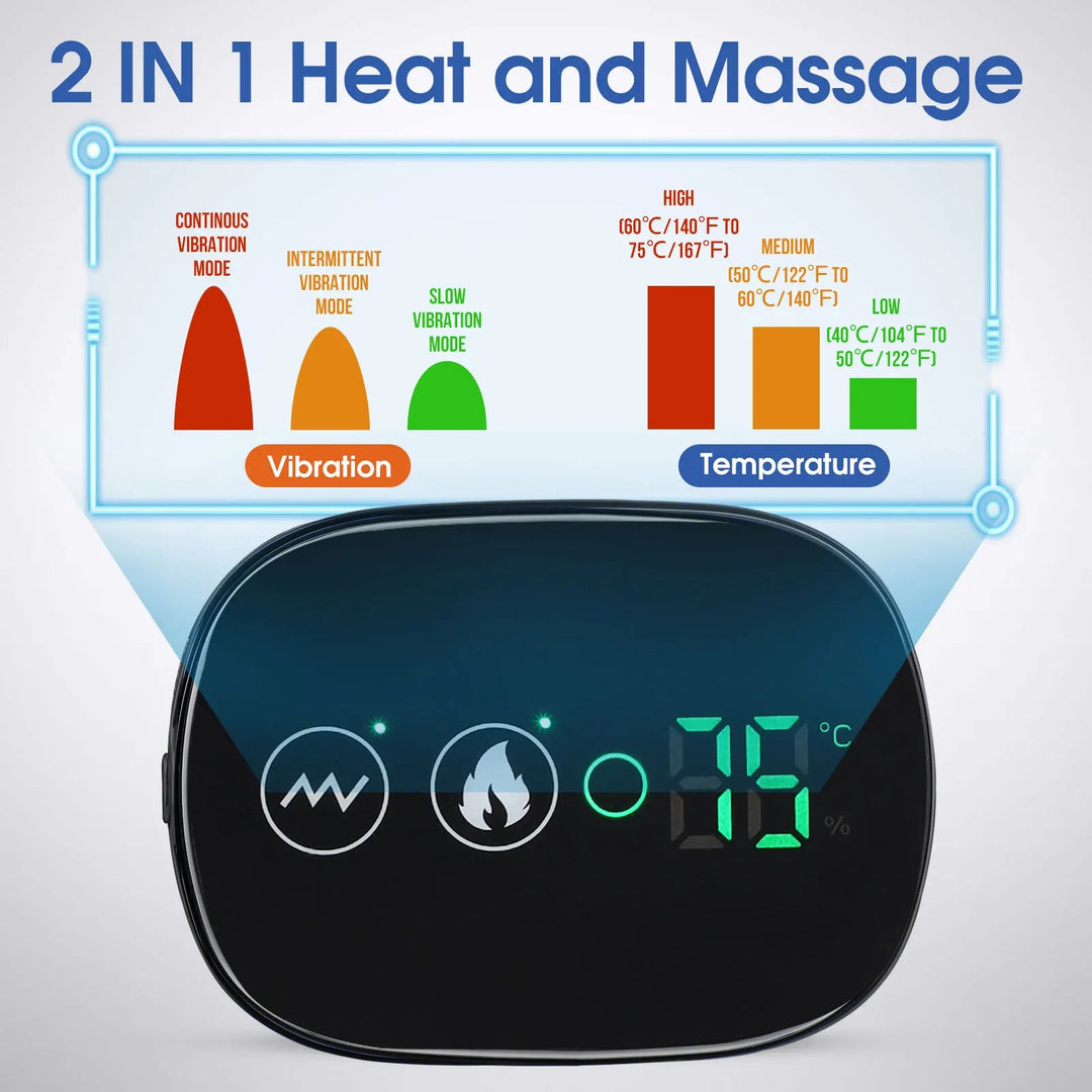 Shoulder Heat &amp; Vibration Therapy Belt | 3 Heat Levels 40–75°C | USB Rechargeable | LED Display | Cordless