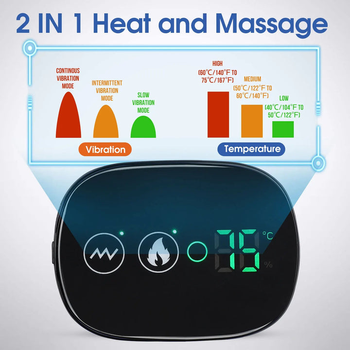 Shoulder Heat &amp; Vibration Therapy Belt | 3 Heat Levels 40–75°C | USB Rechargeable | LED Display | Cordless