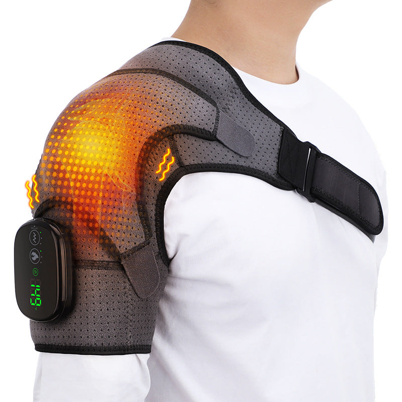 Shoulder Heat & Vibration Therapy Belt | 3 Heat Levels 40–75°C | USB Rechargeable | LED Display | Cordless