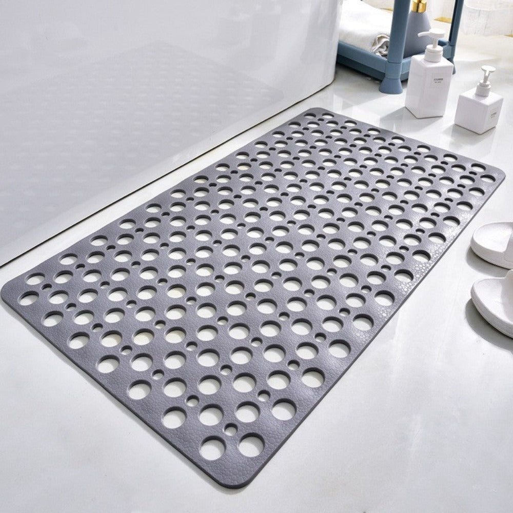 Shower Mat Flexible PVC Gray Non-Slip Design with Drainage Holes 0