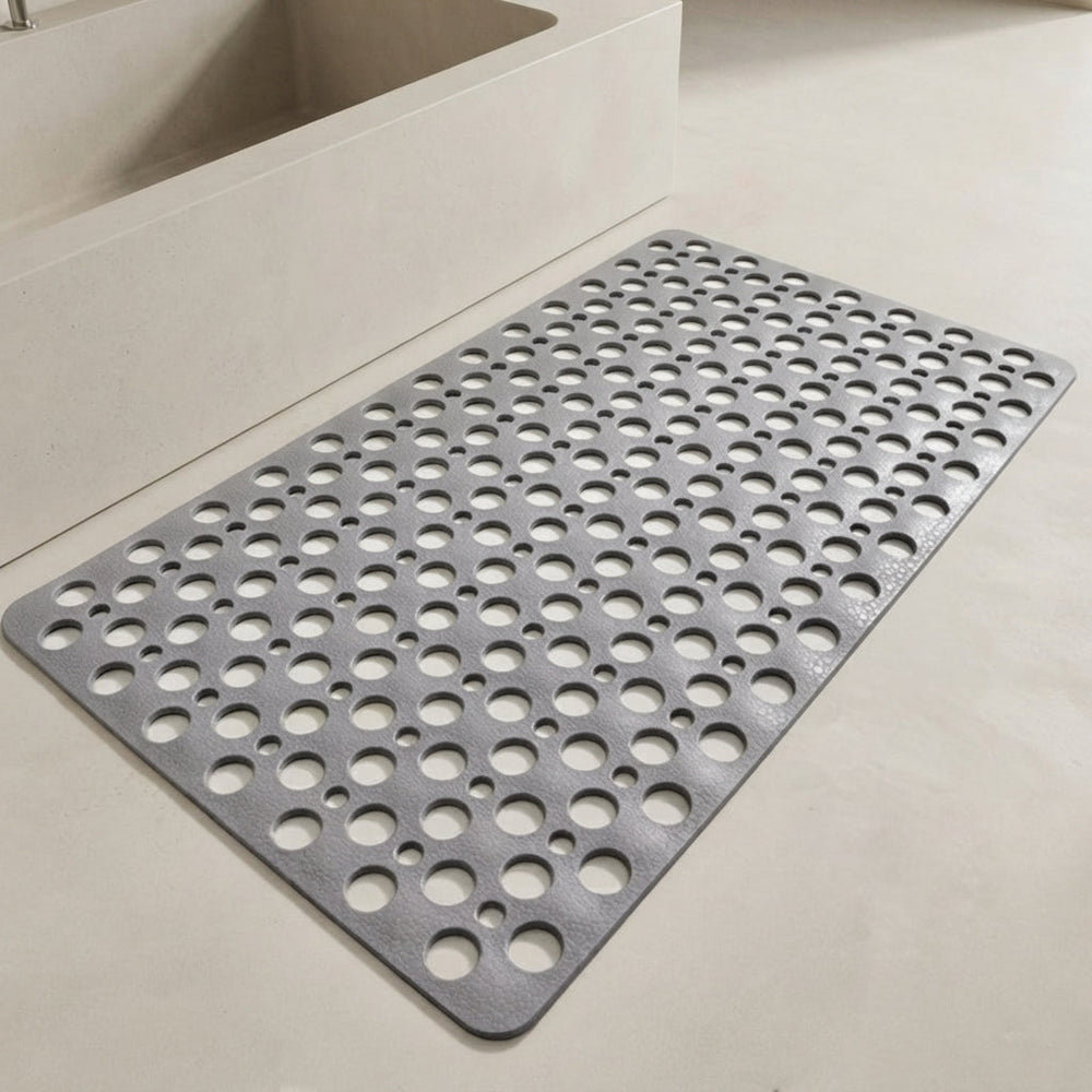 Shower Mat Flexible PVC Gray Non-Slip Design with Drainage Holes 1