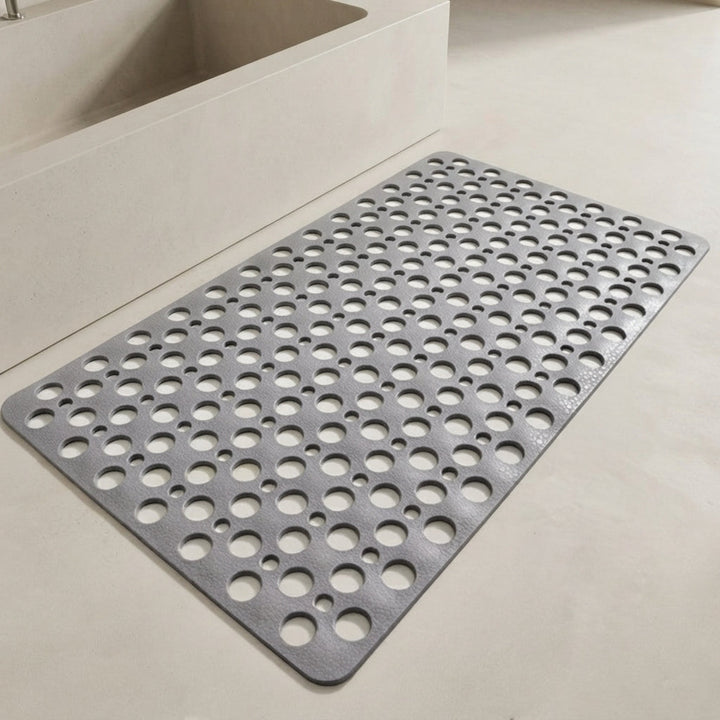 Shower Mat Flexible PVC Gray Non-Slip Design with Drainage Holes 1