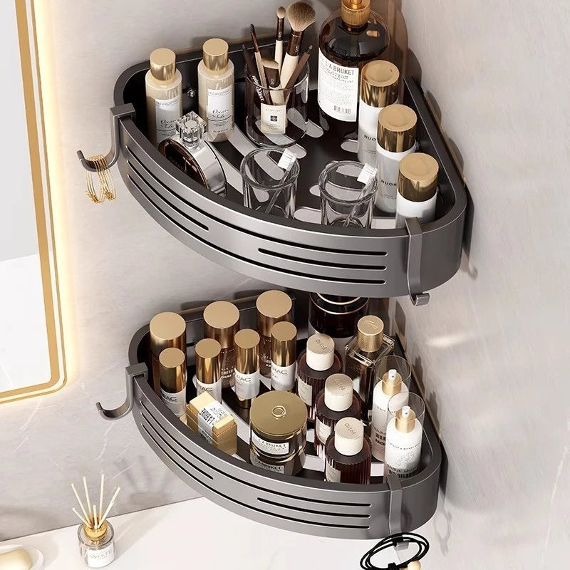 Shower Shelf | Corner Set Of Two With Side Hooks