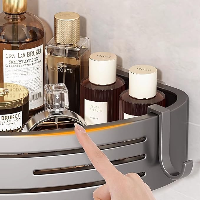 Shower Shelf | Corner Set Of Two With Side Hooks