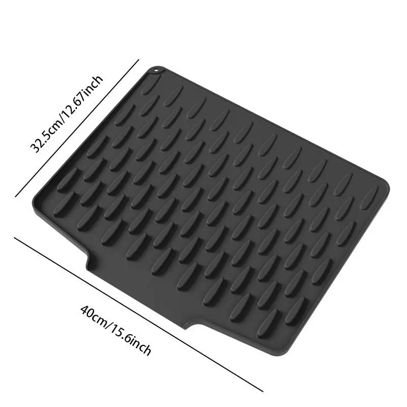 Silicone Drip Mat | Raised Ridges And Angled Drain Spout