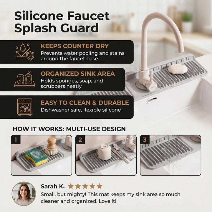 Silicone Drip Mat | Tap Splash Catcher With Drain Channel