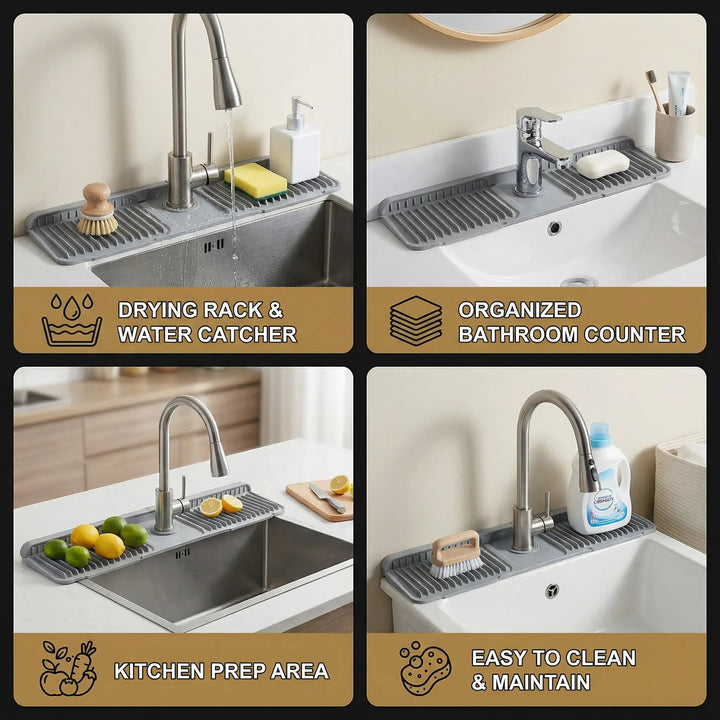 Silicone Drip Mat | Tap Splash Catcher With Drain Channel