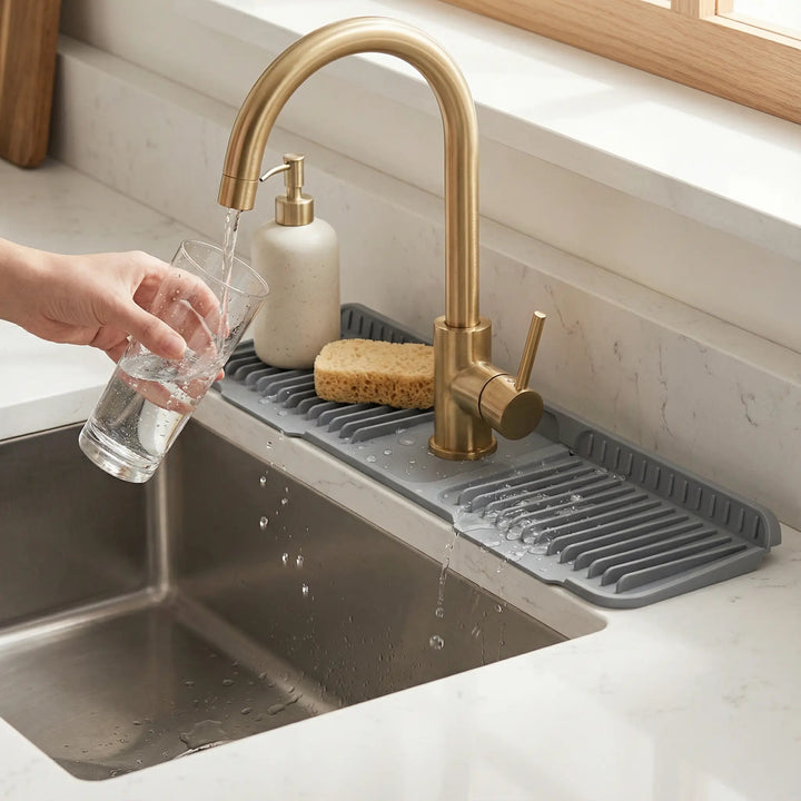 Silicone Drip Mat | Tap Splash Catcher With Drain Channel