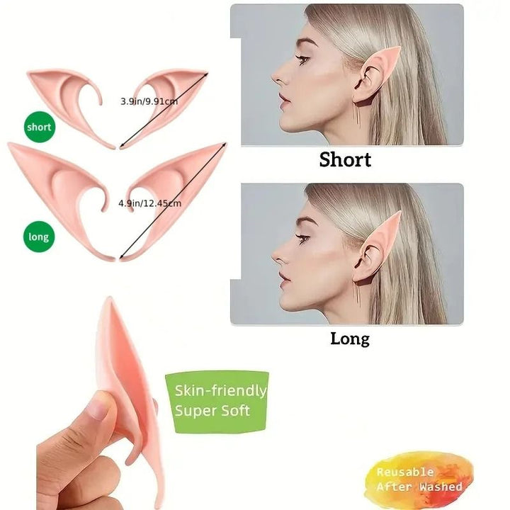 Silicone Elf Ears Cosplay Costume Prop | Hook-On Fit, No Glue Needed | Reusable, Paintable, Skin-Friendly Silicone