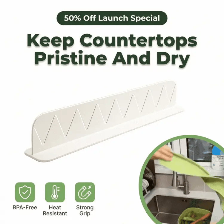 Sink Splash Guard Suction Plate | Heavy-Duty Suction Cups | Protects Marble and Granite Countertops from Moisture Damage