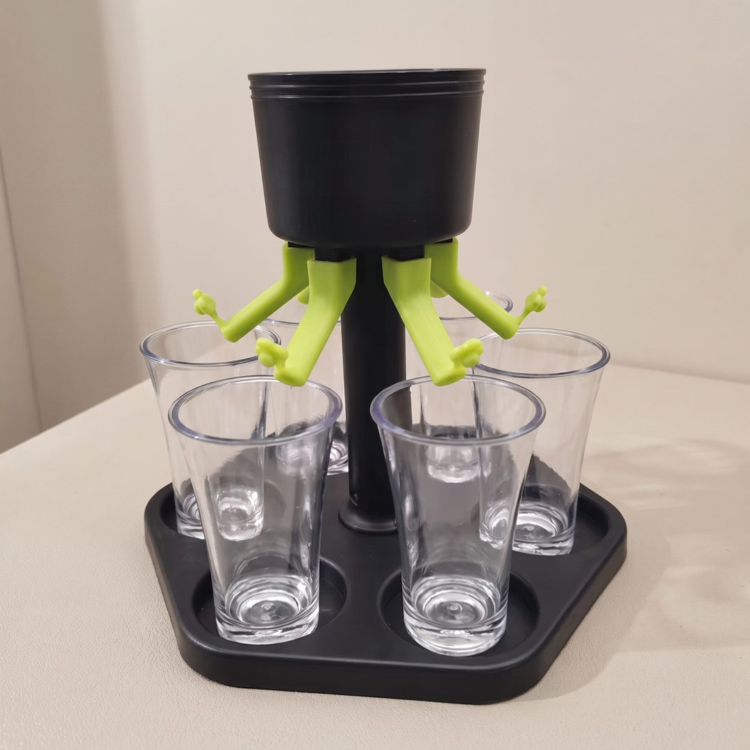 Six-Cup Shot Dispenser | Lever Spouts, Recessed Tray Base