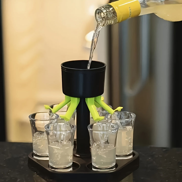 Six-Cup Shot Dispenser | Lever Spouts, Recessed Tray Base