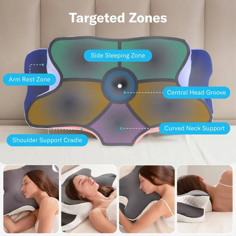Six Zone Contour Memory Foam Pillow Adjustable Washable