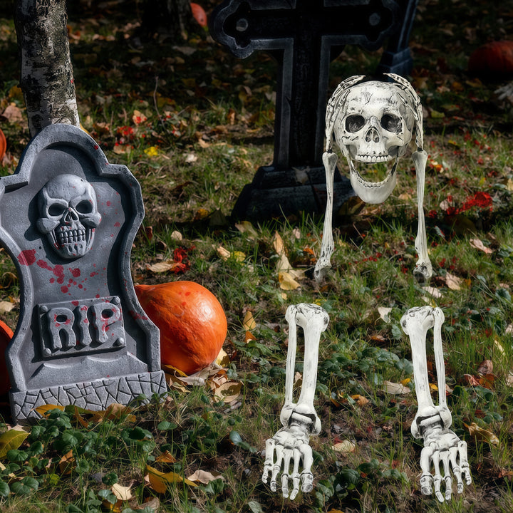 Skeleton Arm Stake Decorations Halloween | Realistic Bone Design, Built-In Ground Stakes | All-Weather Reusable Yard Prop