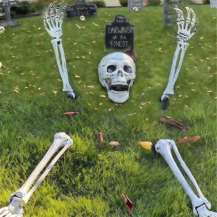 Skeleton Arm Stake Decorations Halloween | Realistic Bone Design, Built-In Ground Stakes | All-Weather Reusable Yard Prop