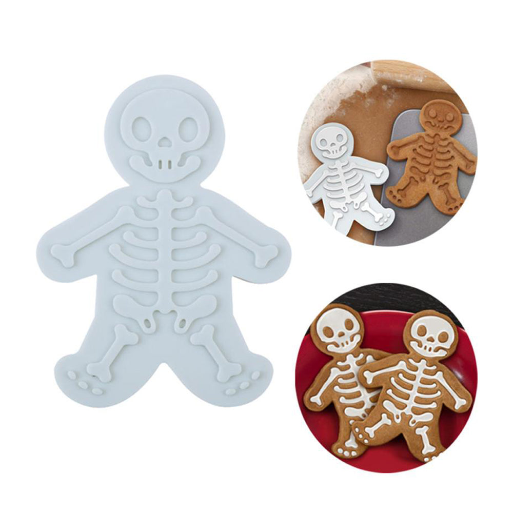 Skeleton Cookie Cutter Halloween Gingerbread | One-Piece Food-Grade Plastic Mould | Sturdy Reusable Baking Shape Cutter