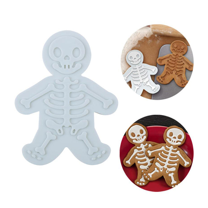 Skeleton Cookie Cutter Halloween Gingerbread | One-Piece Food-Grade Plastic Mould | Sturdy Reusable Baking Shape Cutter