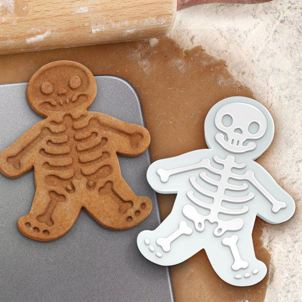 Skeleton Cookie Cutter Halloween Gingerbread | One-Piece Food-Grade Plastic Mould | Sturdy Reusable Baking Shape Cutter